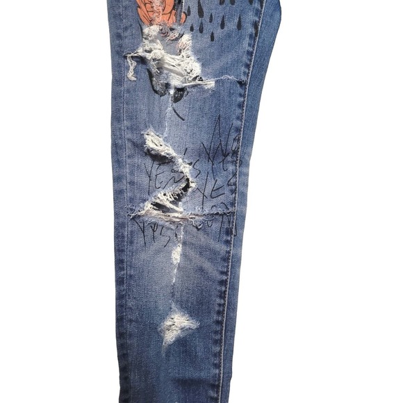 American Eagle Super Stretch Hi Rise Jegging Womens Size 2 Graffiti Destroyed - Picture 9 of 16